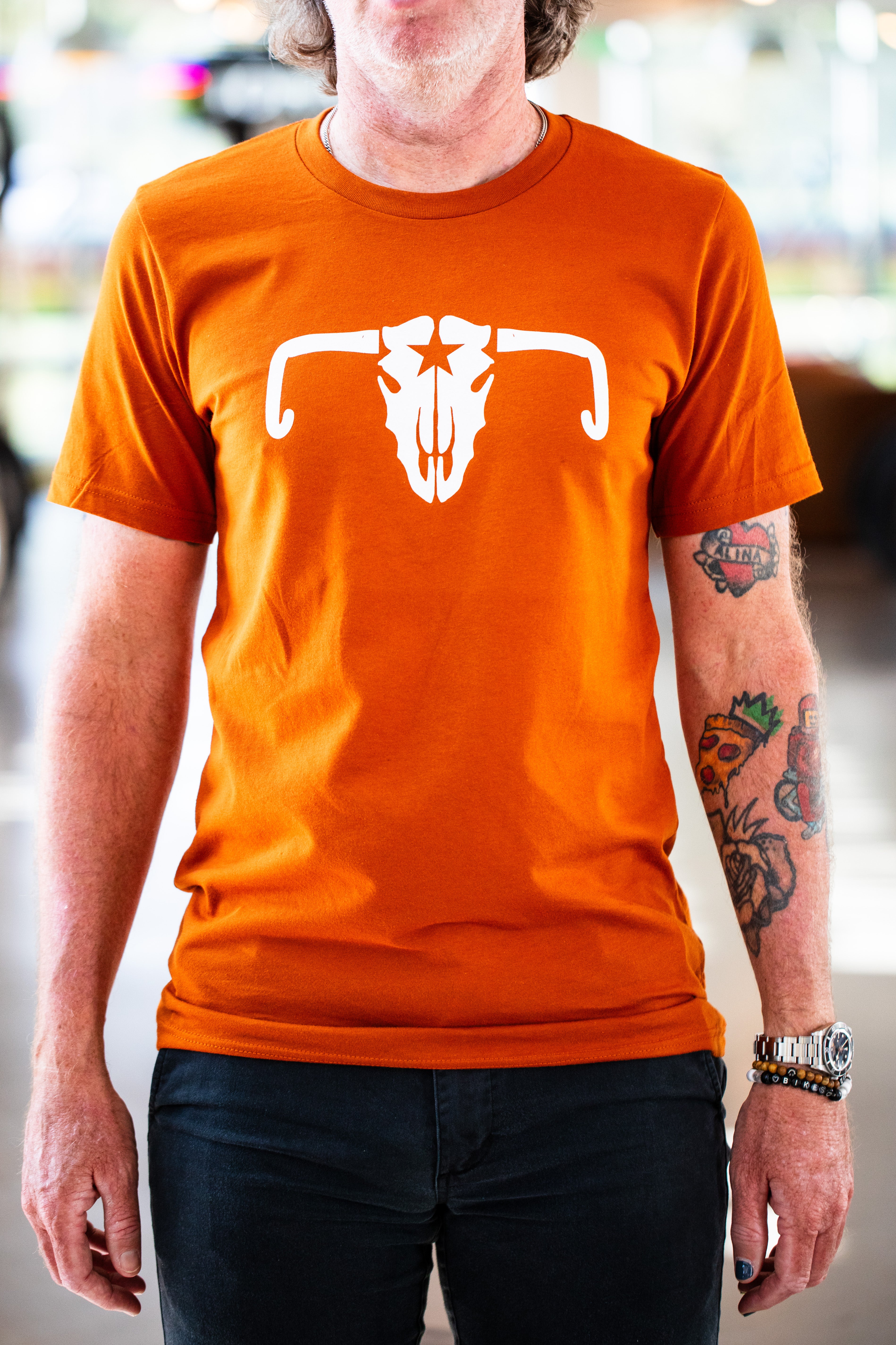 MJ's Burnt Orange Cow Skull T-Shirt