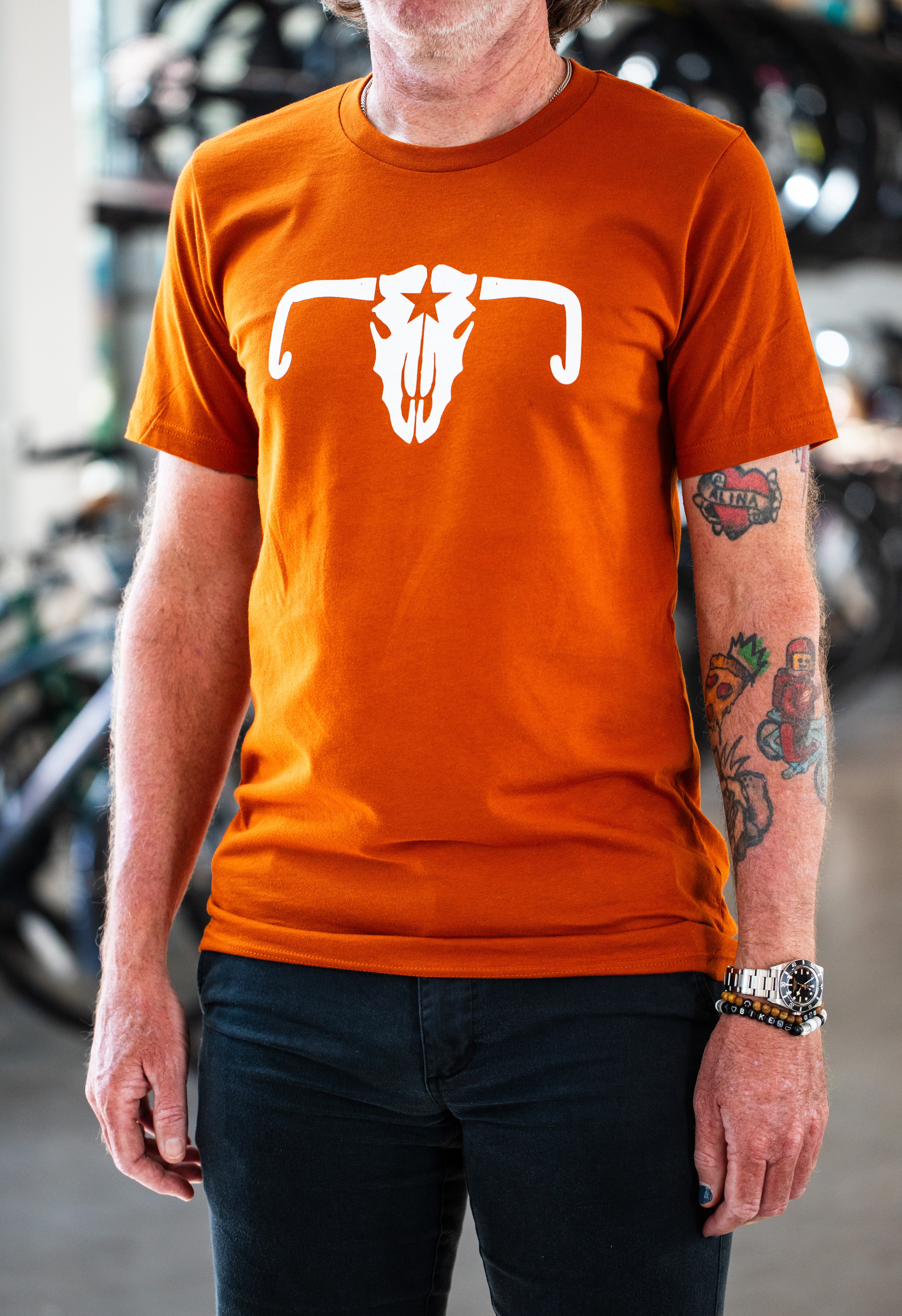 MJ's Burnt Orange Cow Skull T-Shirt