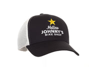 MJ's 6 Panel White Mesh Snapback Trucker Hat