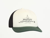 Trucker hat with 'mellow johnny's' logo on a white background