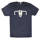 Mellow Johnny's Bike Shop Cow Skull t-shirt in storm gray